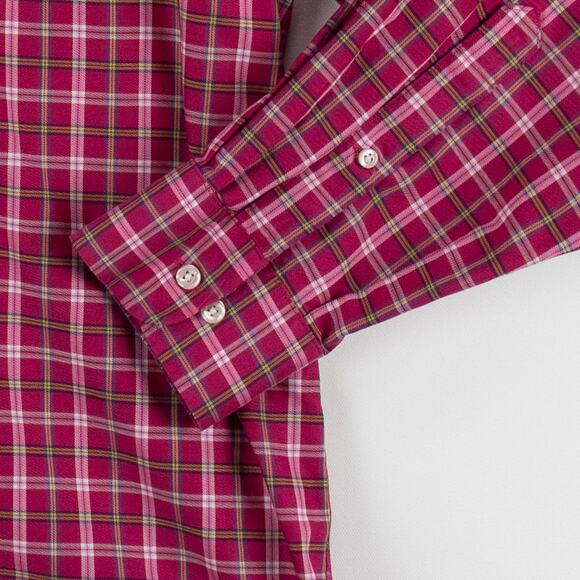 Lands' End Men's Long Sleeve Shirt Button-Down Pink White Tartan 16 32/33 Pocket - Picture 5 of 12